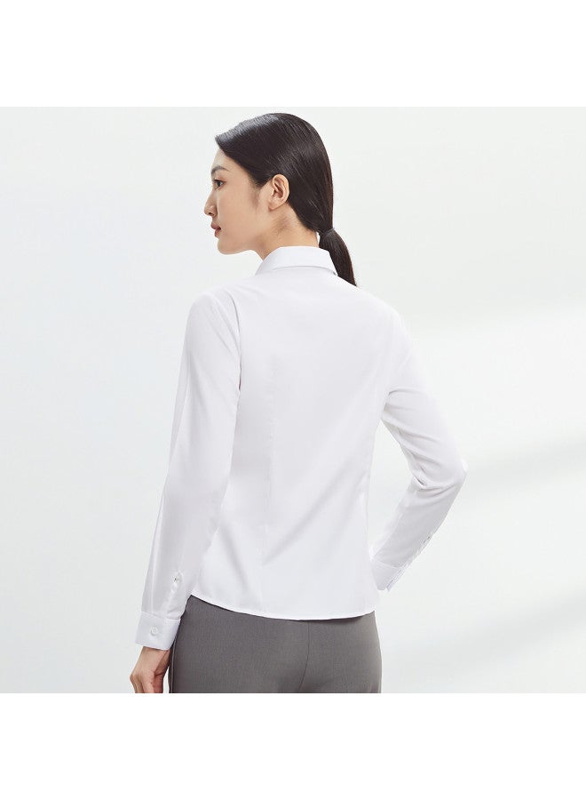 Fapai Women's Long Sleeve Shirt Four Seasons Business Cotton Shirt Slimming Solid Color Shirt - Image 3